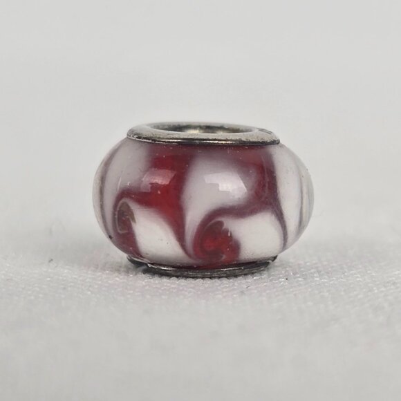 925 Sterling Silver Red Glass European Bracelet Bead - Picture 1 of 5